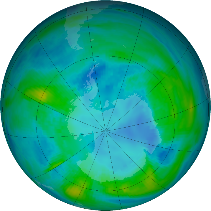 Antarctic ozone map for 19 April 1984